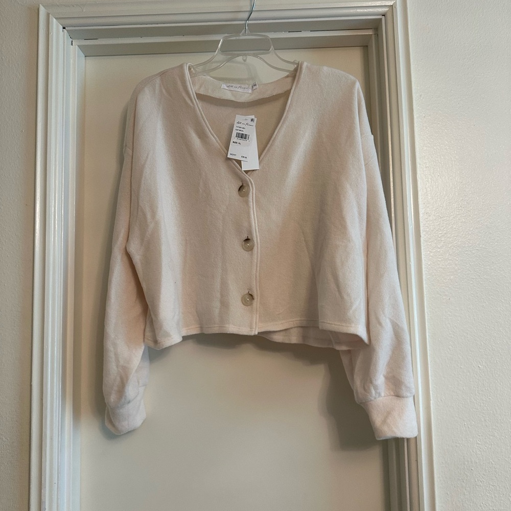 All in Favor Oatmeal Buttoned Cardigan